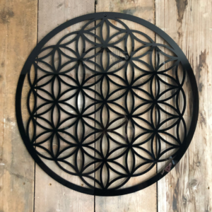 Vooraanzicht flower of life zwart 59 cm
